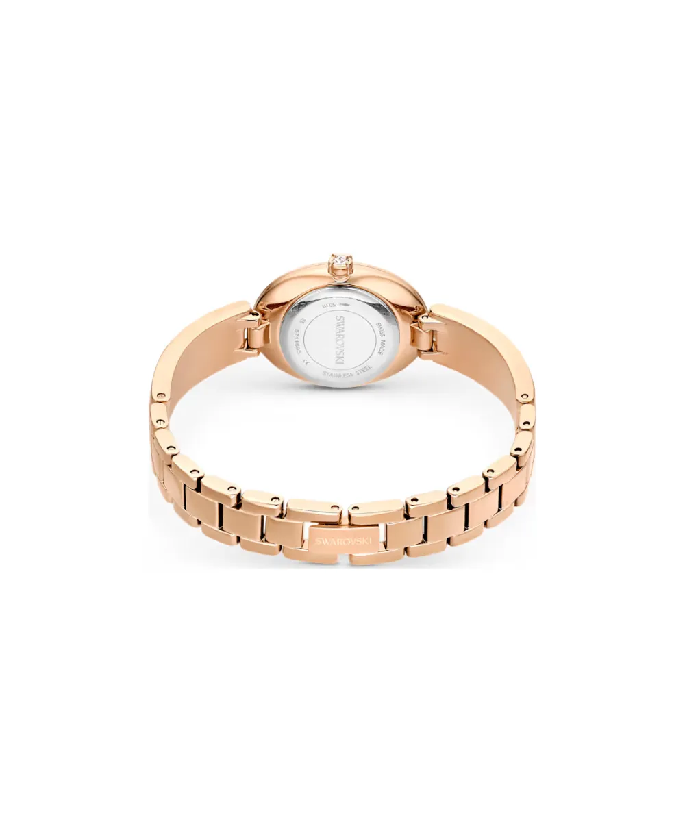 SWAROVSKI CRYSTAL ROCK OVAL WATCH, SWISS MADE, CRYSTAL BRACELET, GRAY, ROSE GOLD-TONE FINISH