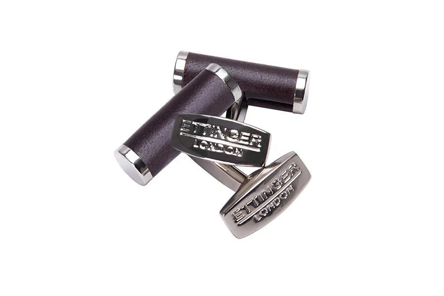 T-Bar Leather Cufflinks - Chestnut