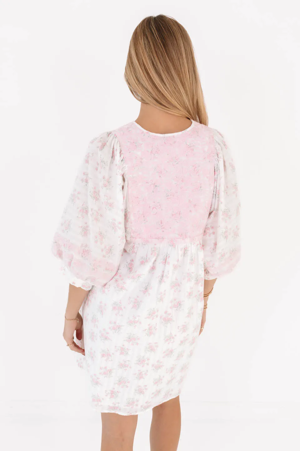 The Darcie Dress - White/Light Pink