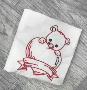 Valentine Bear and Heart outline 5x7