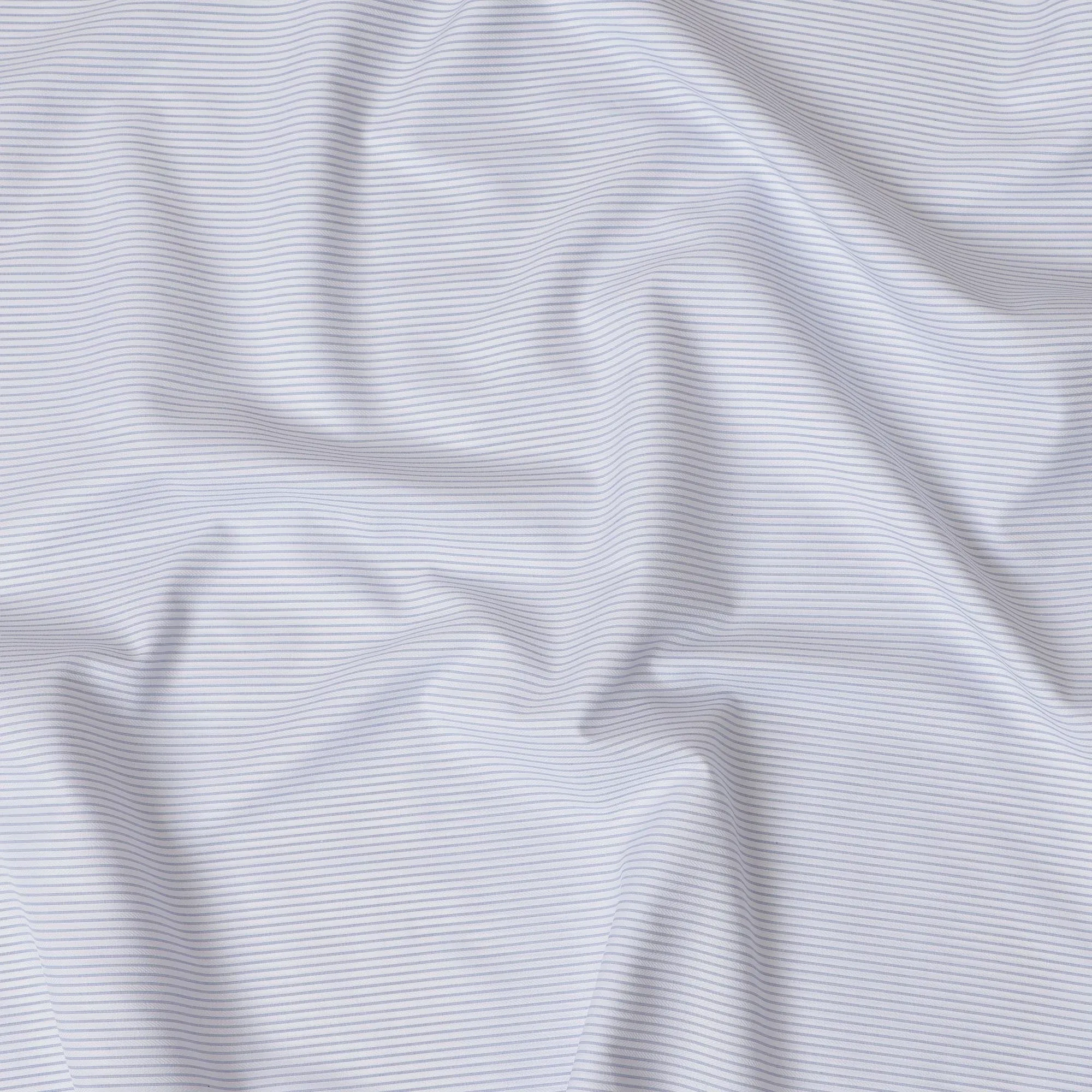 White & Light Blue Pinstripe 100% Cotton Shirting Fabric, 150 cm Width, Made in Italy-D20510
