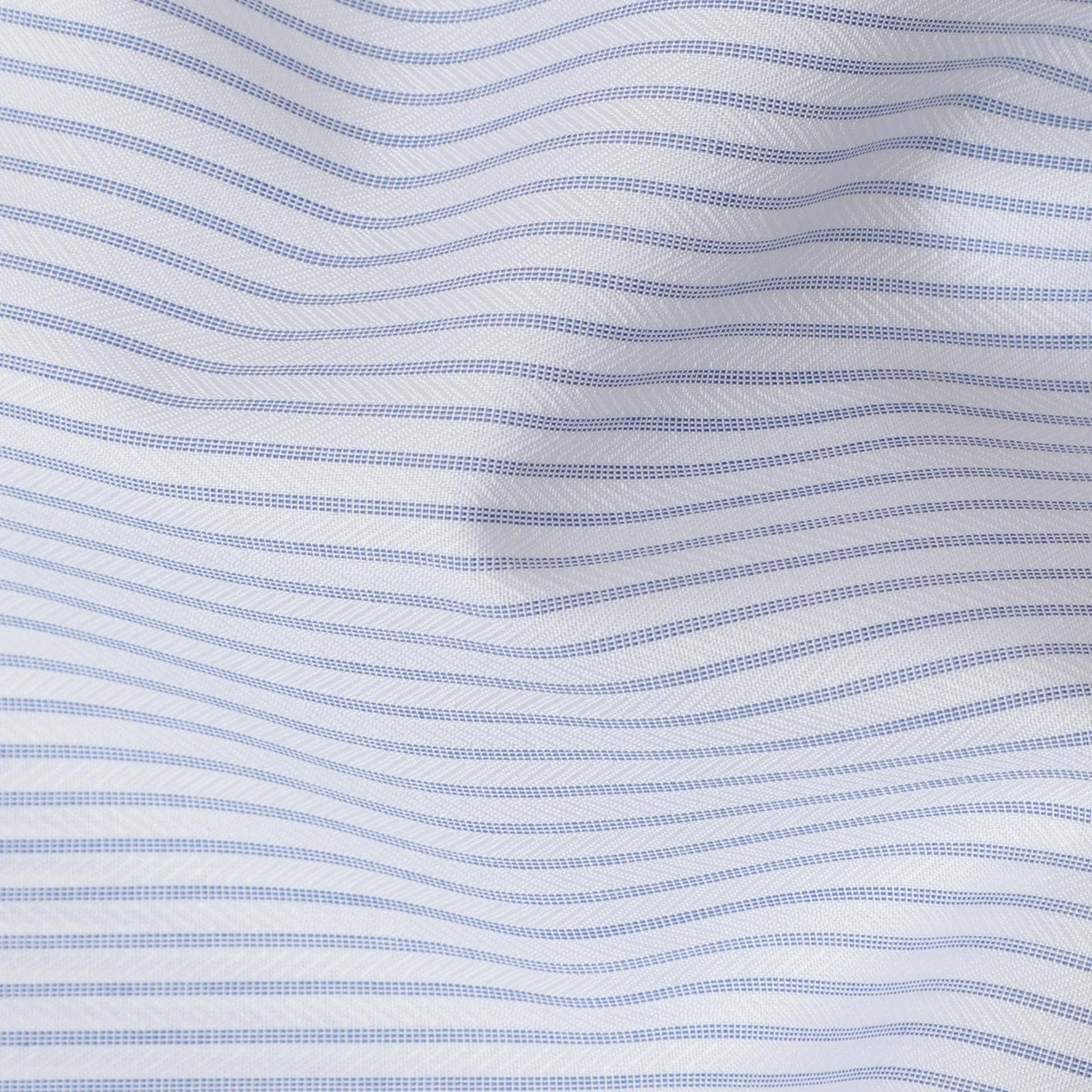 White & Light Blue Pinstripe 100% Cotton Shirting Fabric, 150 cm Width, Made in Italy-D20510
