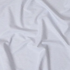 White & Light Blue Pinstripe 100% Cotton Shirting Fabric, 150 cm Width, Made in Italy-D20510