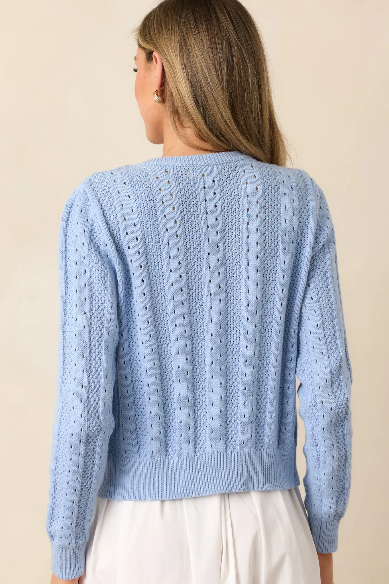 With The Tide Cotton Blue Floral Embroidered Cardigan