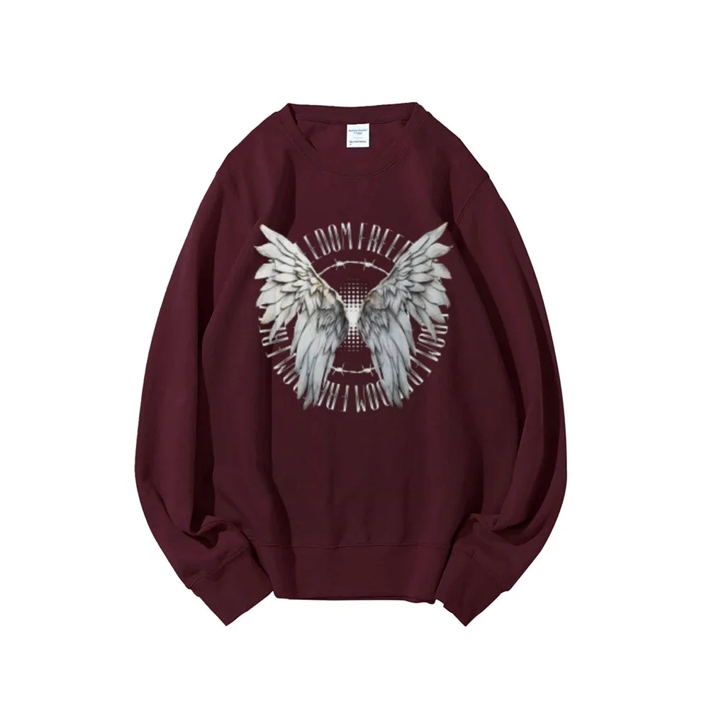Women Vintage Wing Freedom Graphic Sweatshirts
