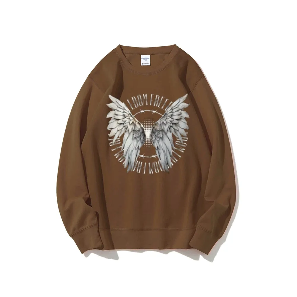 Women Vintage Wing Freedom Graphic Sweatshirts