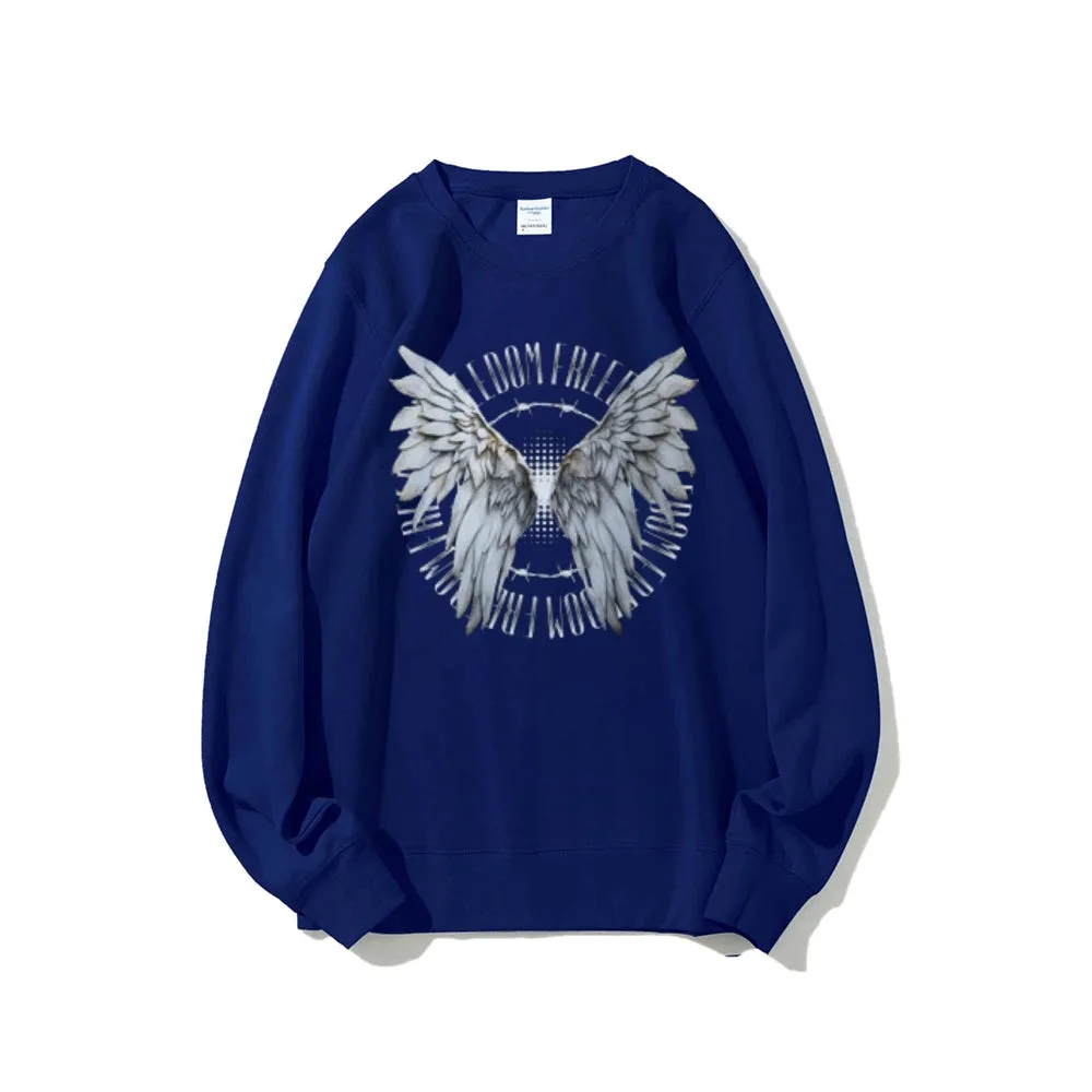 Women Vintage Wing Freedom Graphic Sweatshirts
