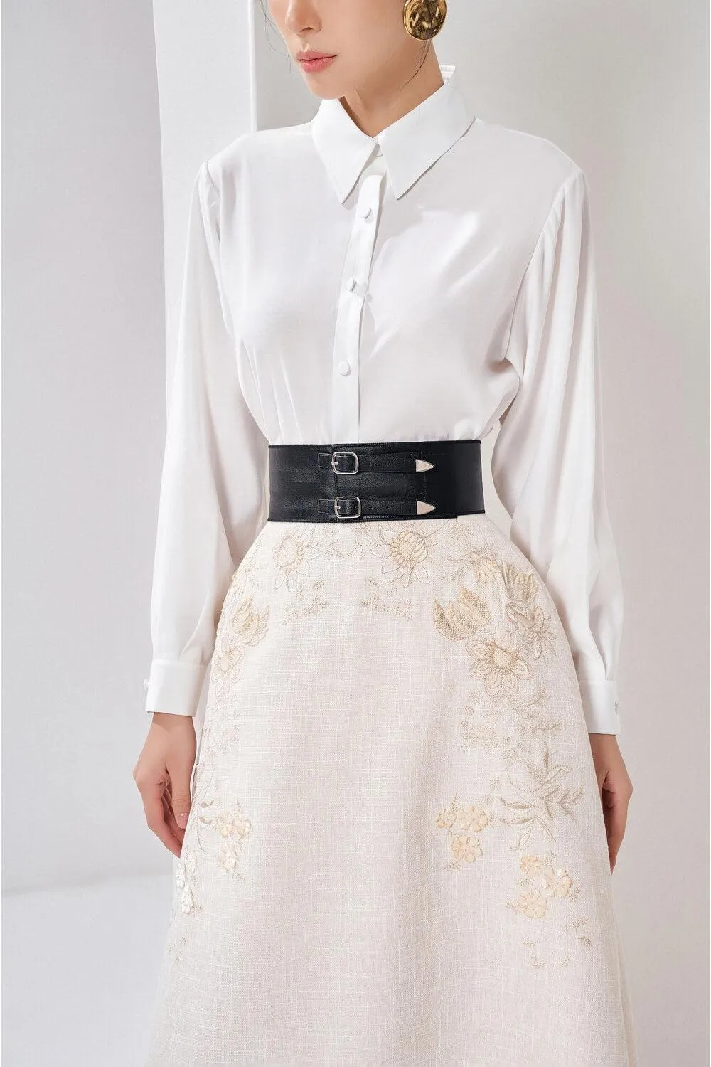 Zuri Straight Long Sleeved Cotton Shirt