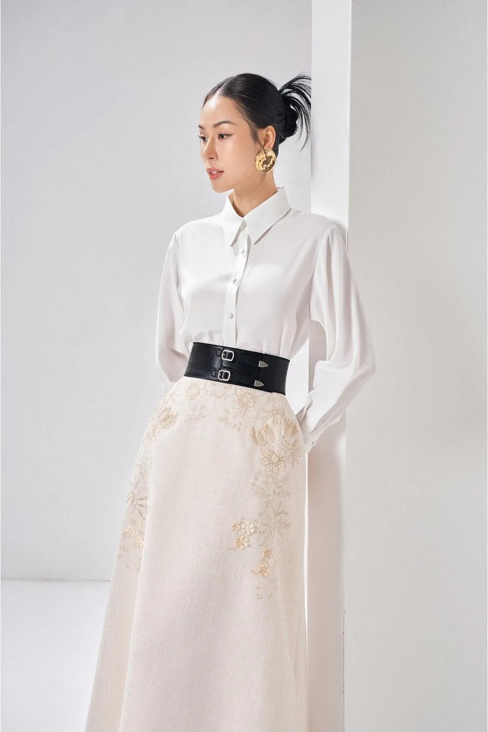 Zuri Straight Long Sleeved Cotton Shirt