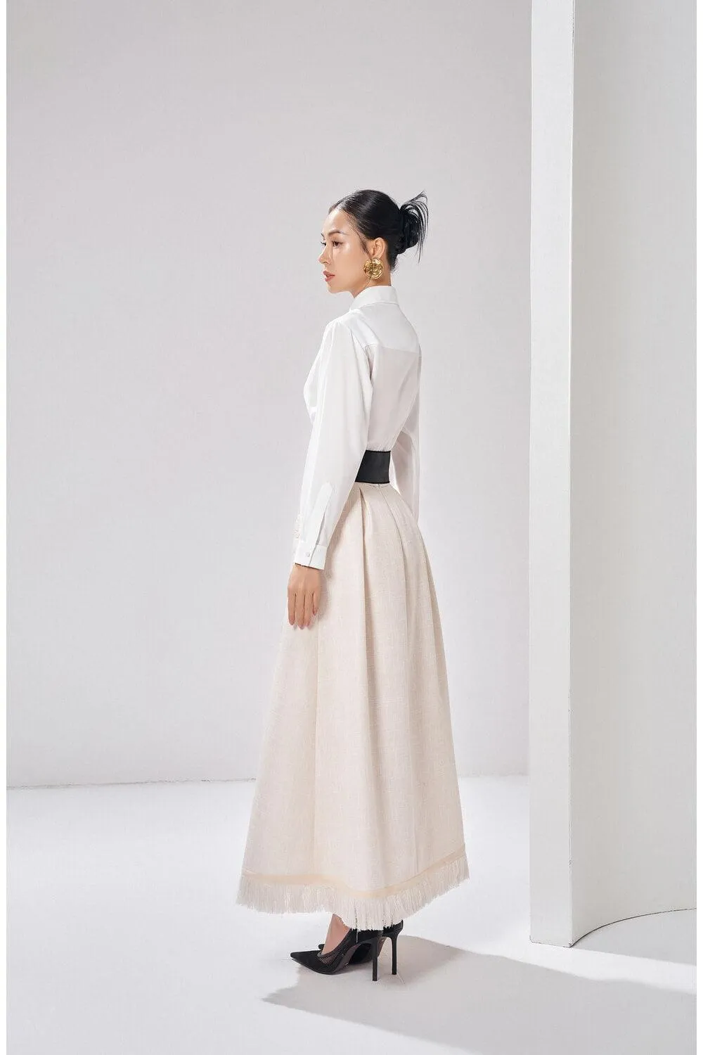 Zuri Straight Long Sleeved Cotton Shirt