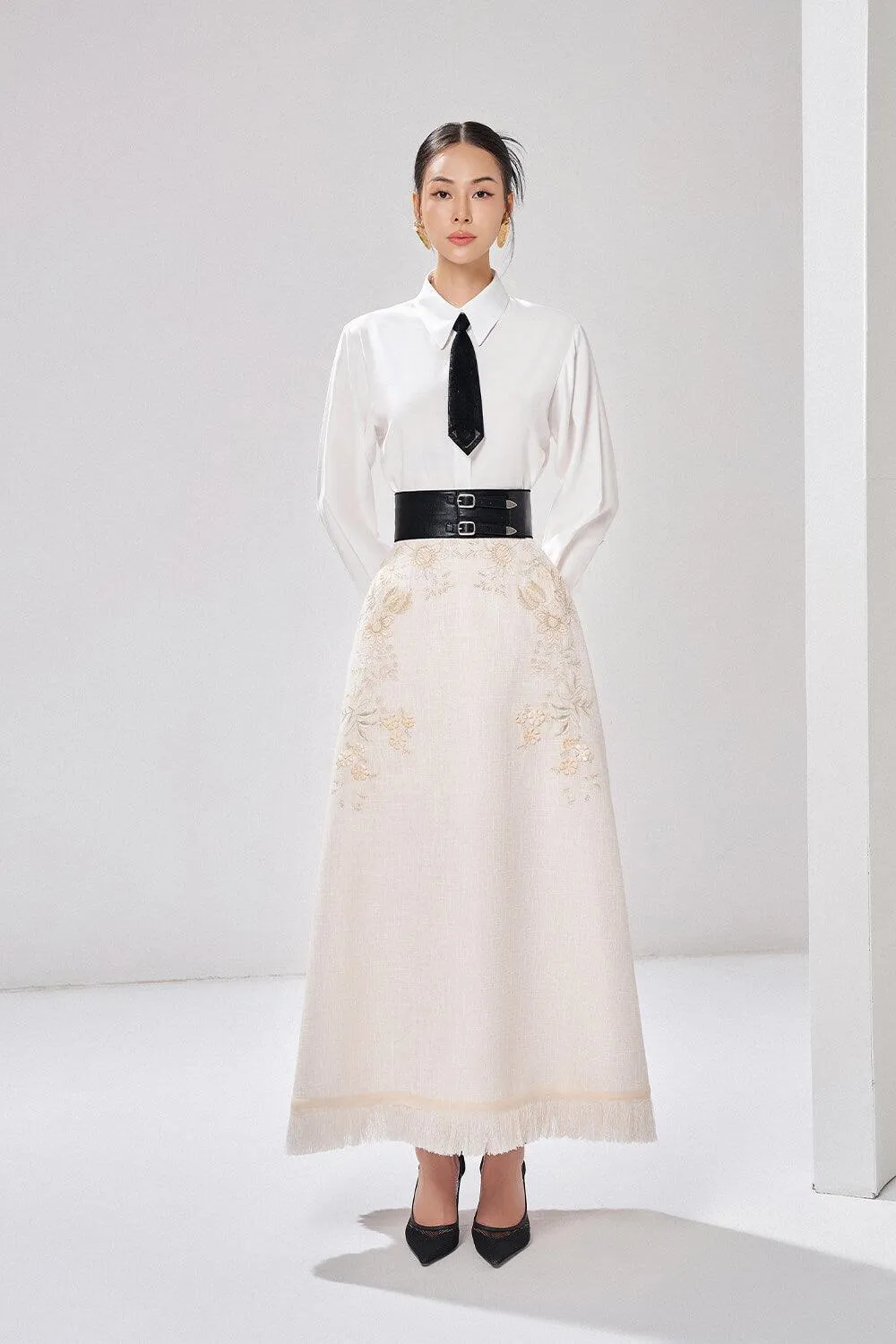 Zuri Straight Long Sleeved Cotton Shirt